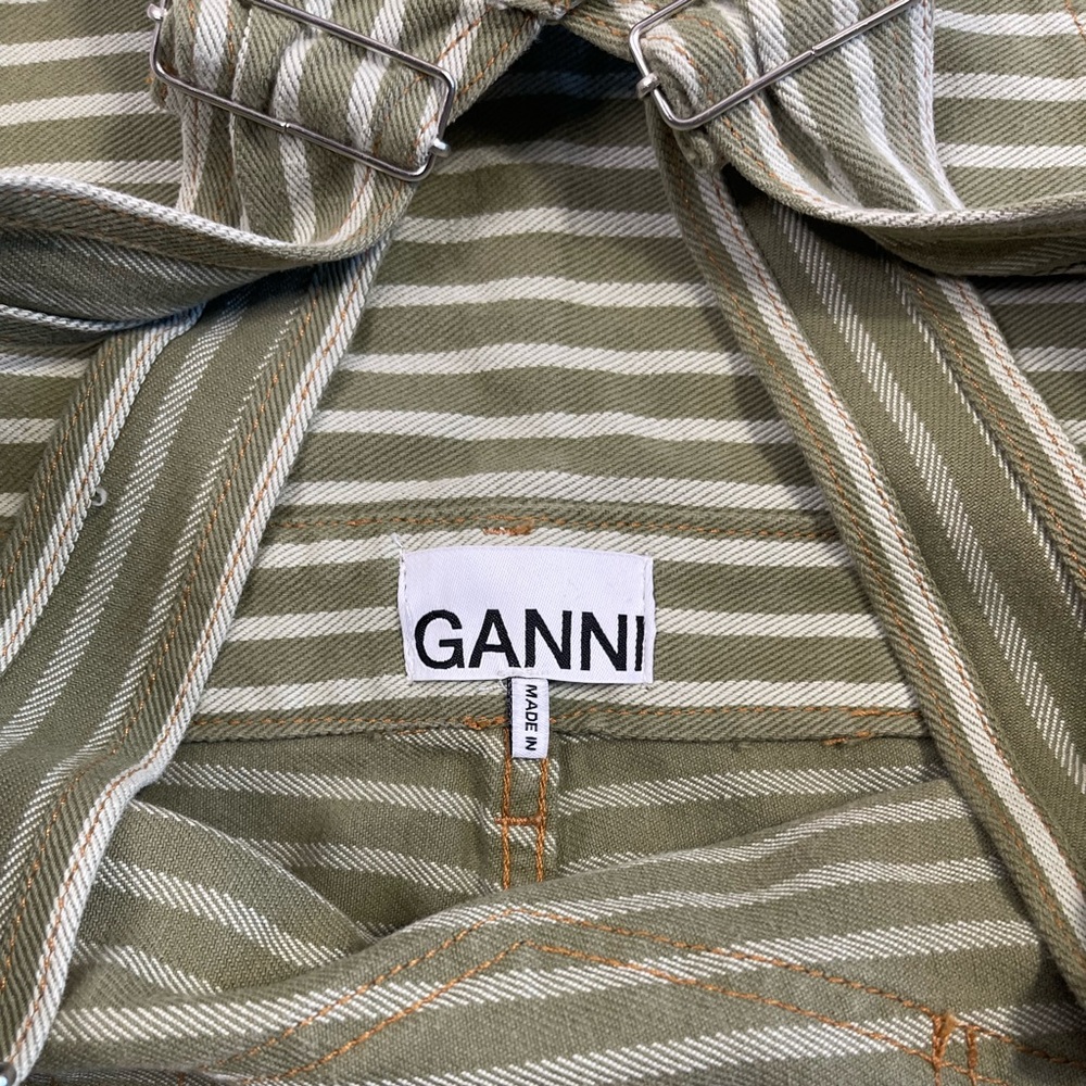 GANNI Striped Olive Overalls. 40 - Picture 5 of 5